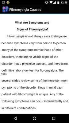 Fibromyalgia Causes android App screenshot 0